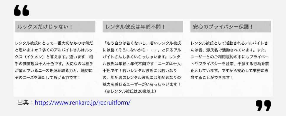 レンタル彼氏サービス「Cosmen」の募集要項